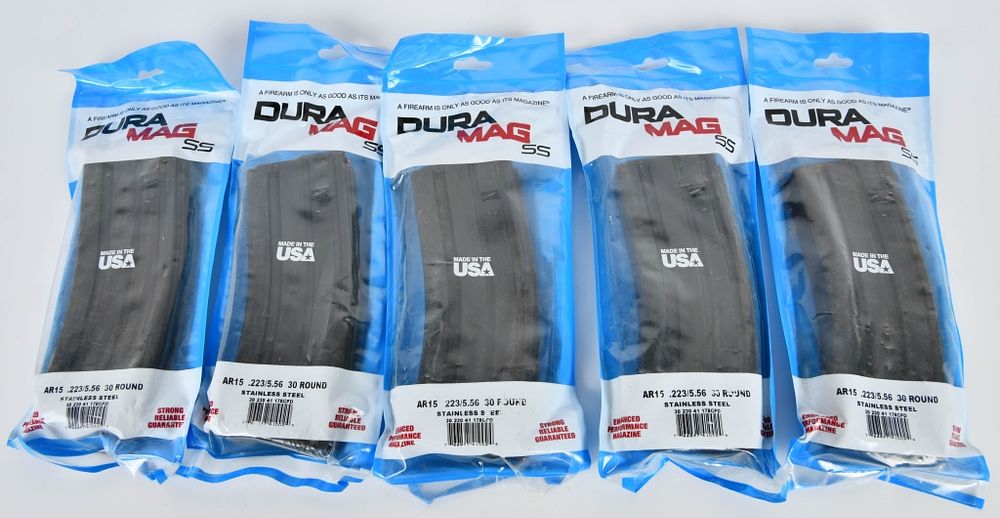 Lot 1052: (5) Dura Mag SS 223/556 30 rd Magazines NEW