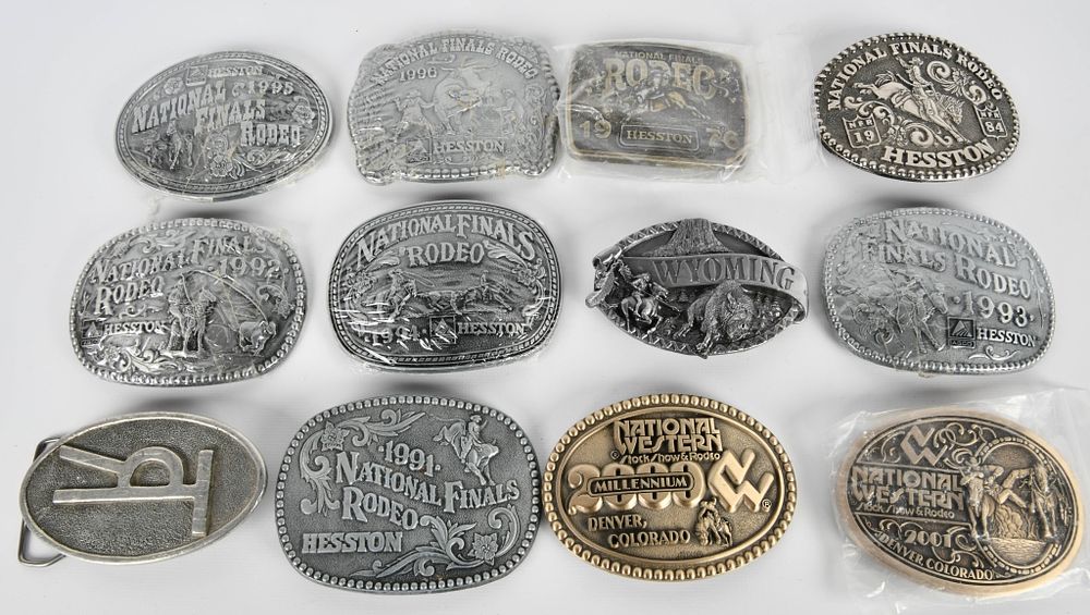 Lot 1078: 12 Various Design National Rodeo Belt Buckles