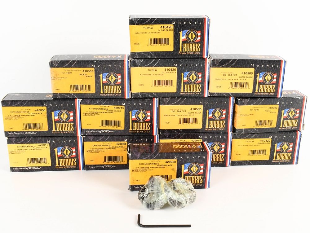 Lot 1079: (13) Various Burris Scope Rings in boxes NOS