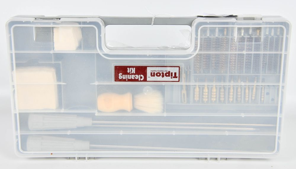 Lot 1083: Tipton Rifle/Pistol cleaning kit with storage cont