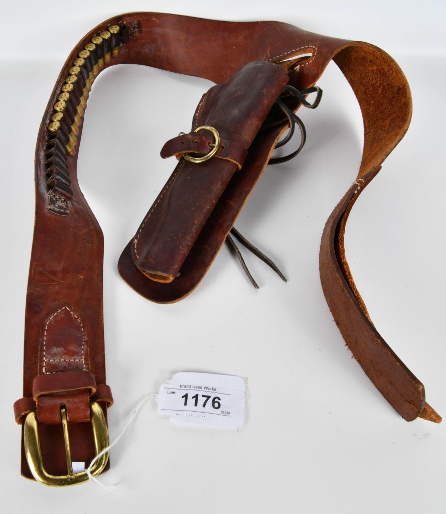 Lot 1176: Leather Belt & Holster Combo W/ Ammo