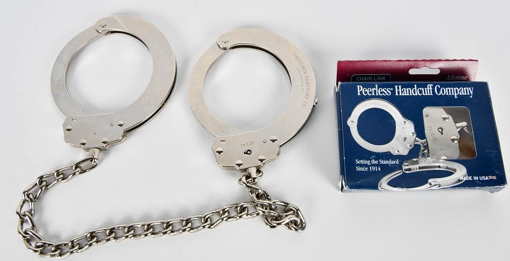 Lot 1228: 2 New Pairs Of Peerless Handcuffs & Leg Irons