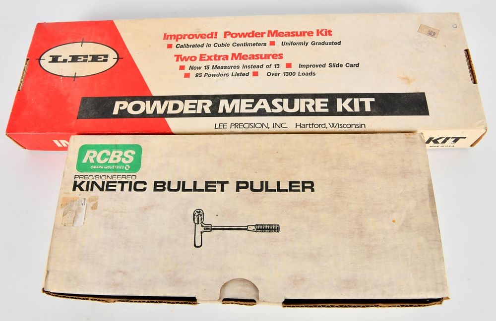 Lot 1249: RCBS Bullet Puller & Lee Powder Measure Kit