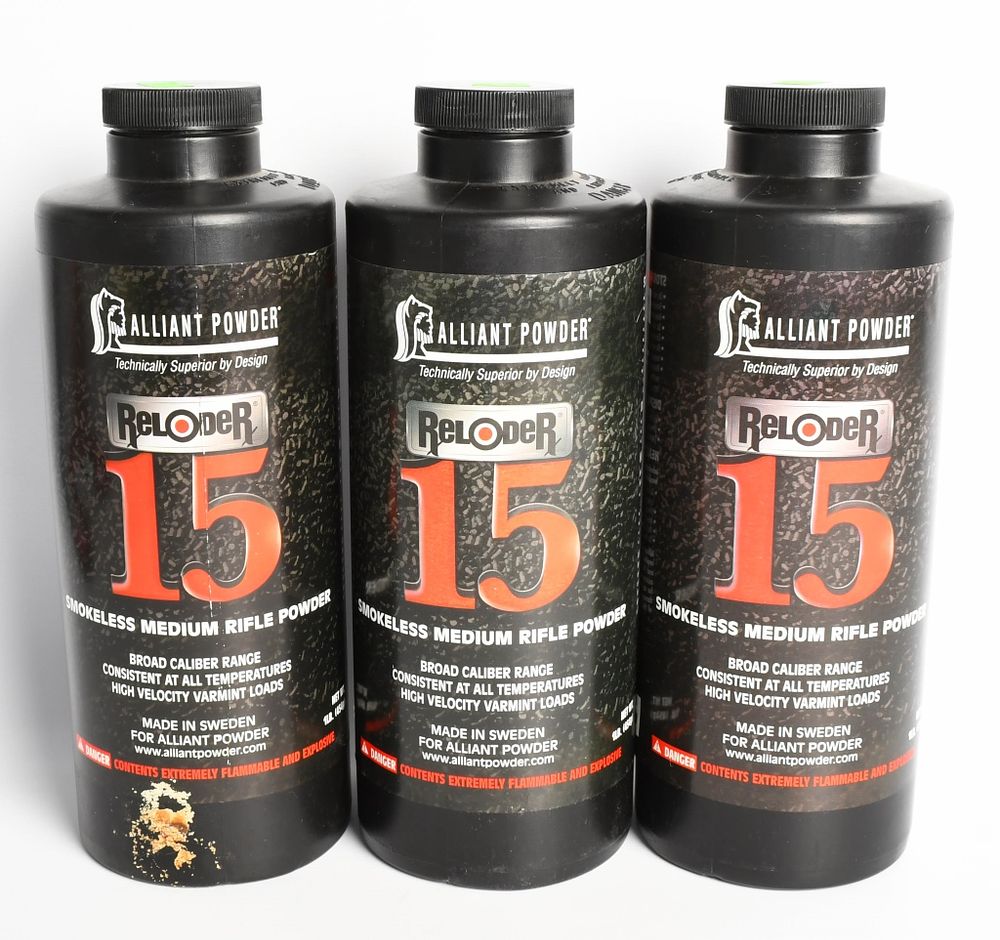 Lot 1283: (3) bottles Alliant Powder Reloder 15 Rifle Powder