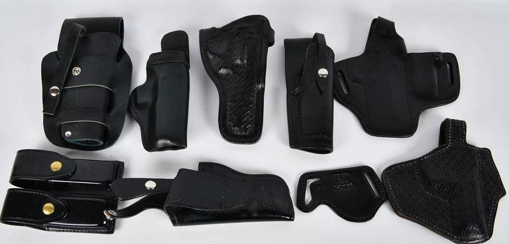 Lot 1355: 8 Like New Leather Holsters & Pouches