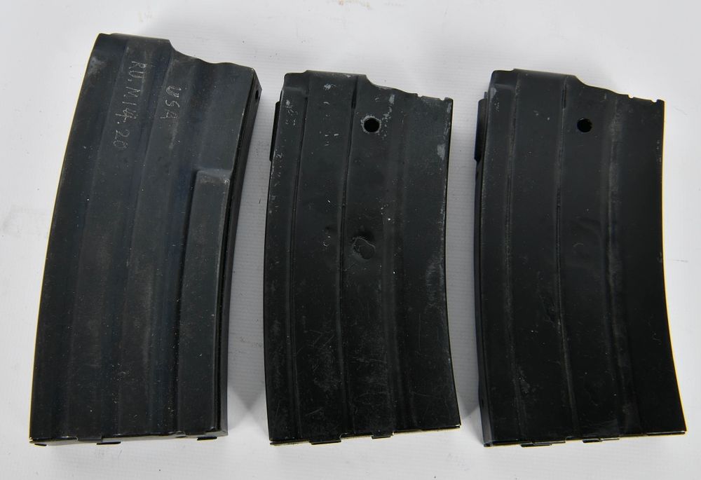 Lot 1358: (3) Ruger Mini-14 Metal Magazines 20 rd and 15 rd