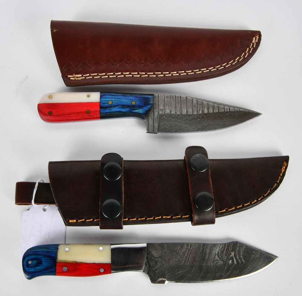 Lot 1413: (2) Texas Design Handcrafted Fixed Blade knives w