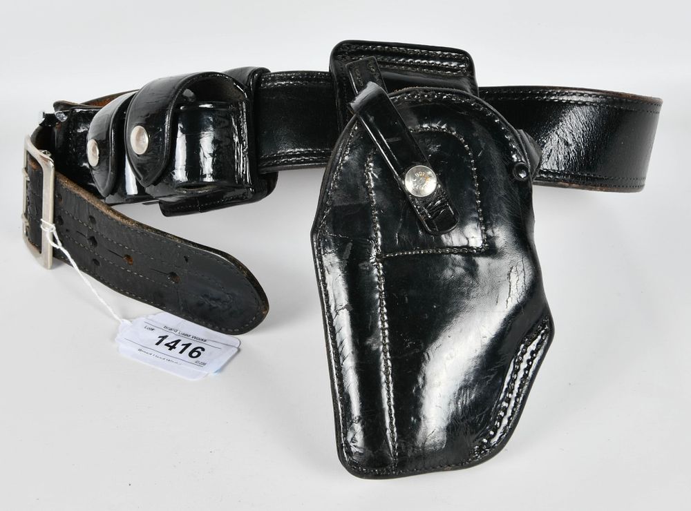 Lot 1416: A.E Nelson Leather Duty Holster & Belt Combo