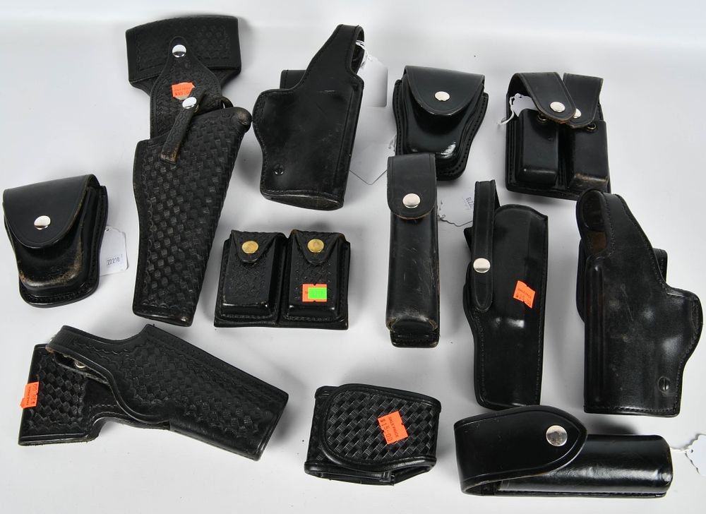 Lot 1474: Large Selection Of Leather Duty Holsters