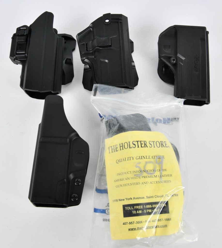 Lot 1481: 5 Polymer & 1 Leather Pistol Holster
