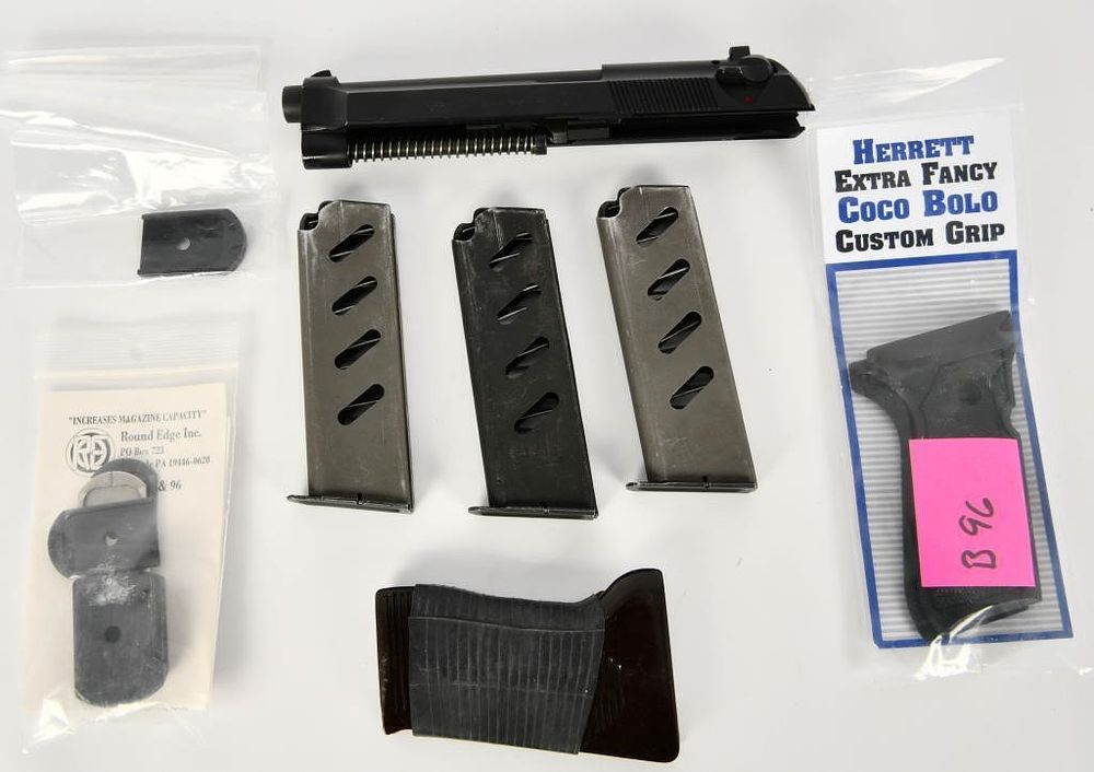 Lot 1494: Beretta Complete Slide, Magazines & Handgrips