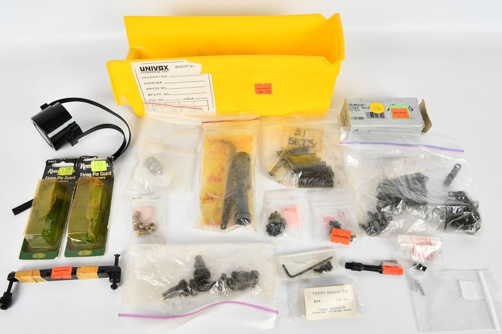 Lot 1533: Misc Gunsmithing parts; screws breech plugs scope