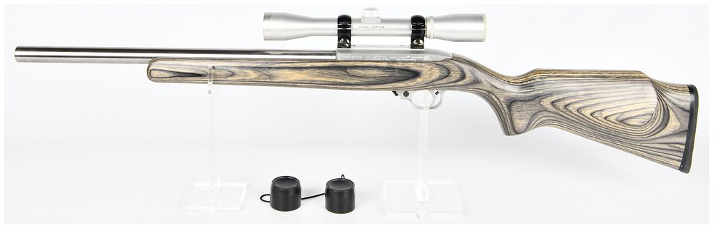 Lot 57: Ruger Model 10/22 Carbine, .22 LR, Stainless with Gray Laminate Stock and Bushnell Scope