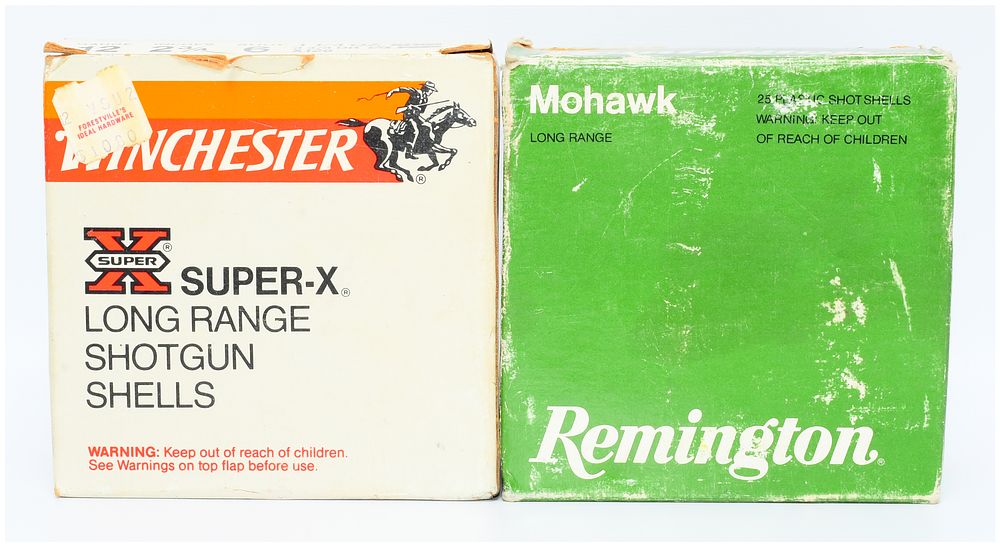 Lot 85: A Group of Vintage Winchester Super-X and Remington Mohawk 12 Gauge Shotgun Shells, 49 Rounds