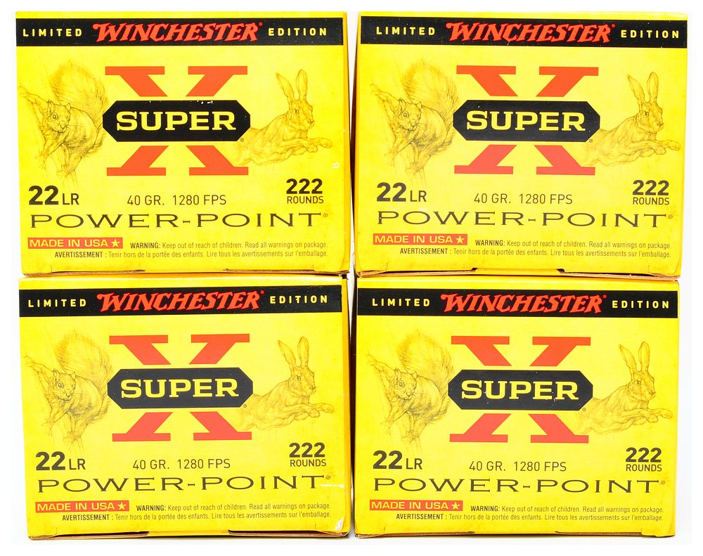 Lot 100: Winchester Super-X .22LR 40 Grain Power-Point Plated Hollow Point Ammunition, 888 Rounds