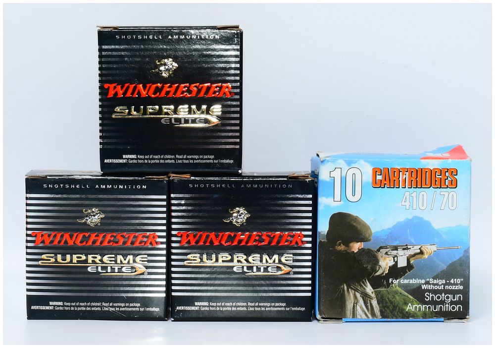 Lot 148: A Group of 40 Rounds of Winchester Supreme Elite, PDX1, and .410 Shotgun Ammunition