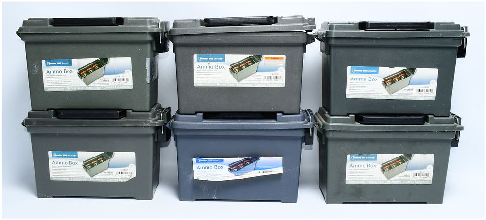 Lot 176: Six Bunker Hill Security Ammo Boxes