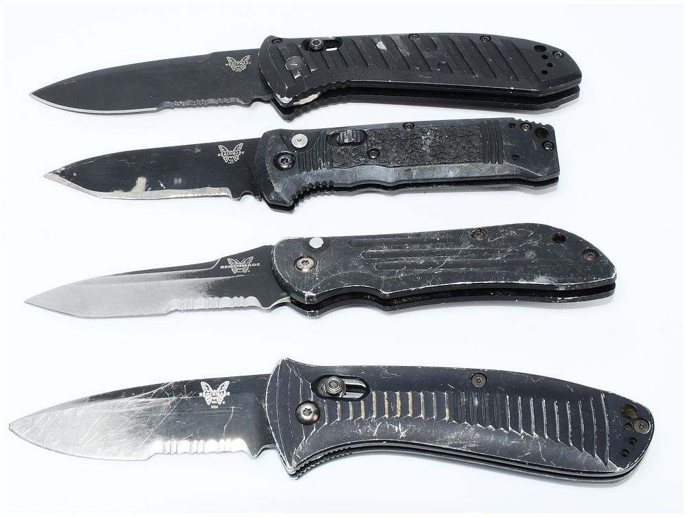 Lot 179: Four Benchmade Auto Stryker Folding Knives