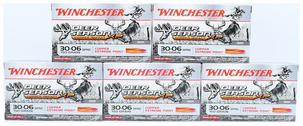Lot 184: Winchester Deer Season XP Copper Impact 30-06 SPRG 150 Grain Ammunition, 100 Rounds