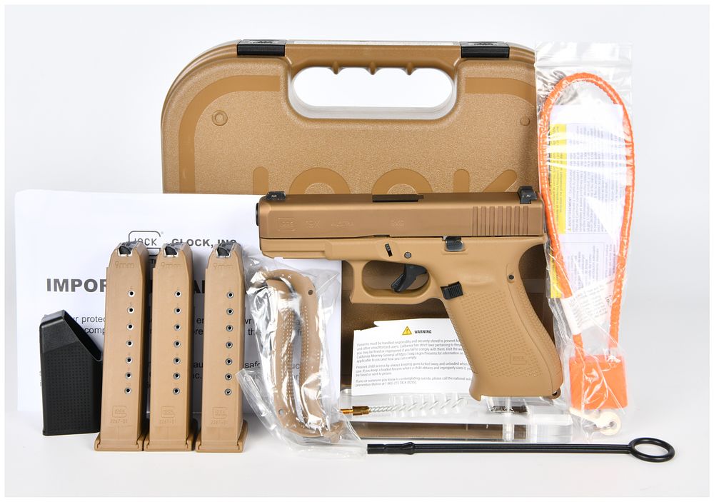 Lot 204: Glock 19X 9mm Semi-Automatic Pistol in Flat Dark Earth with Case and Accessories