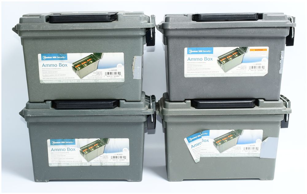 Lot 206: A Set of Four Bunker Hill Security Ammo Boxes