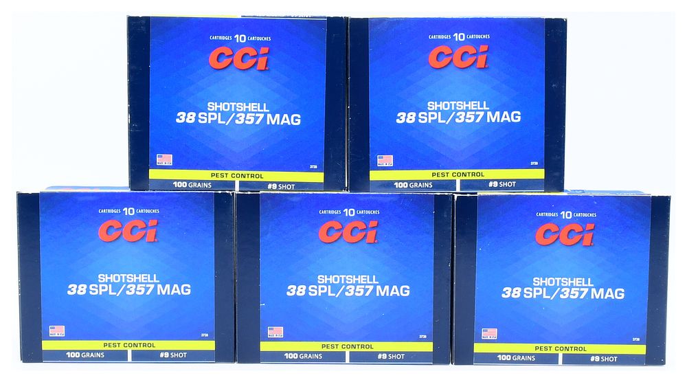 Lot 217: 50 Rounds of CCI Shotshell .38 SPL/.357 MAG #9 Shot Pest Control Ammunition, Model 3738