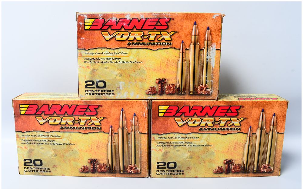 Lot 232: 60 Rounds Barnes VOR-TX Ammunition, 35 Whelen 180 GR TTSX FB