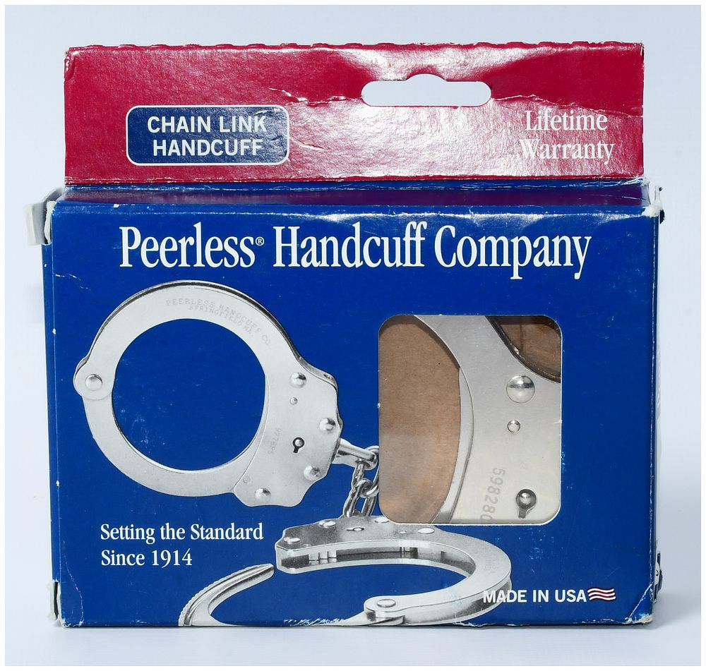 Lot 233: A Pair of Peerless Handcuff Company Model 700C Chain Link Handcuffs, New in Original Packaging
