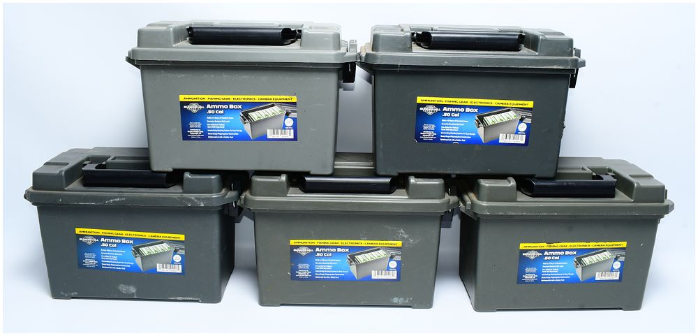 Lot 236: A Set of Five Bunker Hill Security .50 Caliber Ammo Boxes