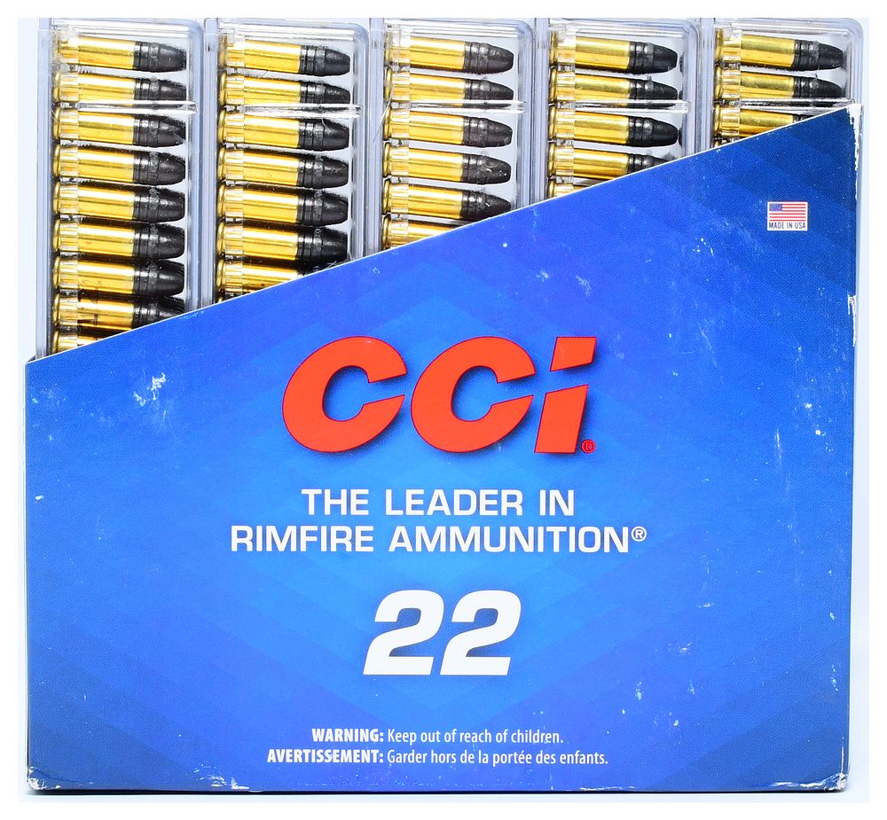 Lot 286: 500 Rounds CCI Sub-Sonic 22 LR 40 Grain Lead Hollow Point Ammunition