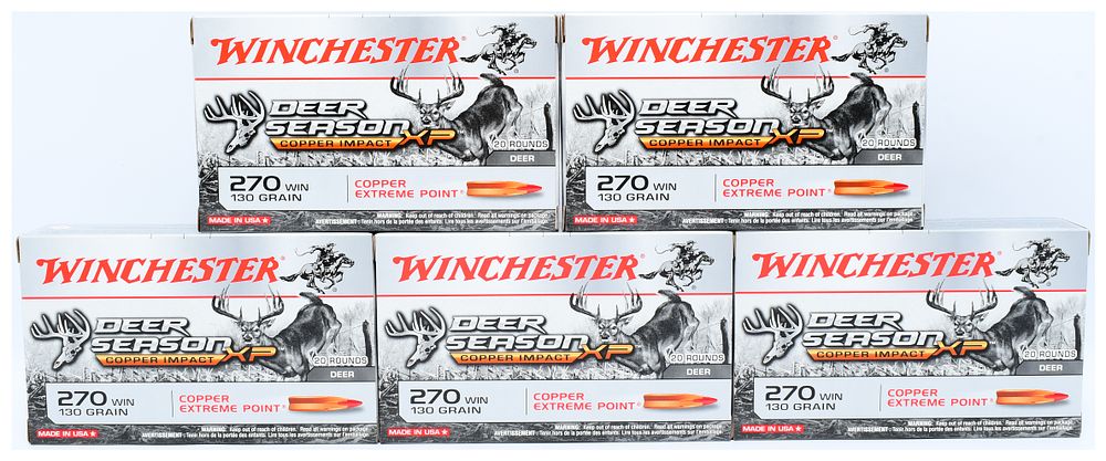 Lot 289: Winchester Deer Season XP Copper Impact .270 WIN 130 Grain Ammunition, 100 Rounds
