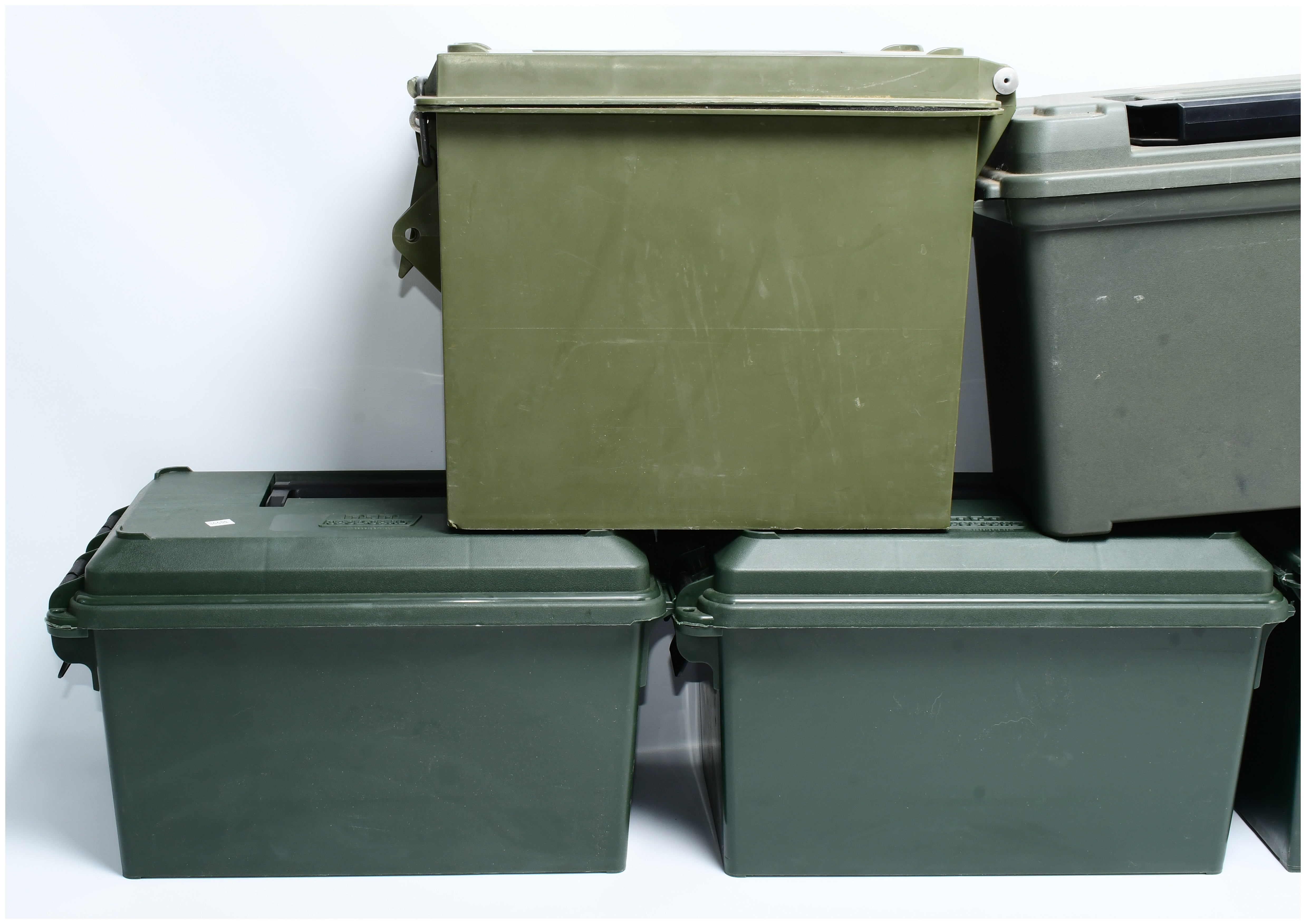 Lot 326 A Group of Five Plastic Ammo Cans Brand Used Works Lot 326 A Group of Five Plastic Ammo Cans Brand Used Works