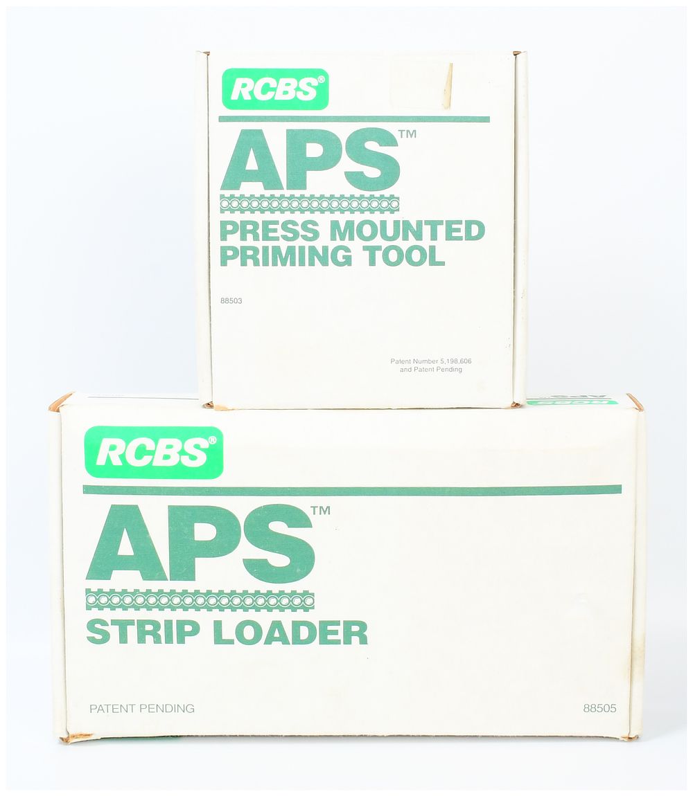 Lot 353: A Collection of RCBS APS Press Mounted Priming Tool, Strip Loader, and Large Rifle Primer Strips
