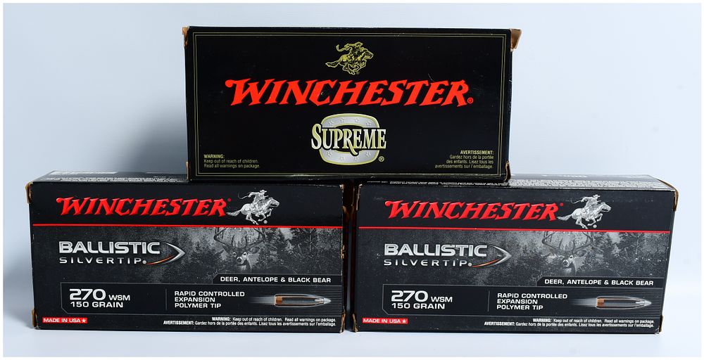 Lot 421: 60 Rounds Winchester Ballistic Silvertip .270 WSM 150 Grain Rifle Ammunition