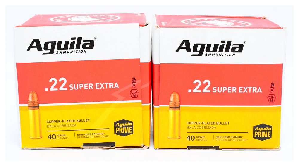 Lot 439: 1000 Rounds Aguila Super Extra High Velocity .22 Long Rifle 40 Grain Ammunition