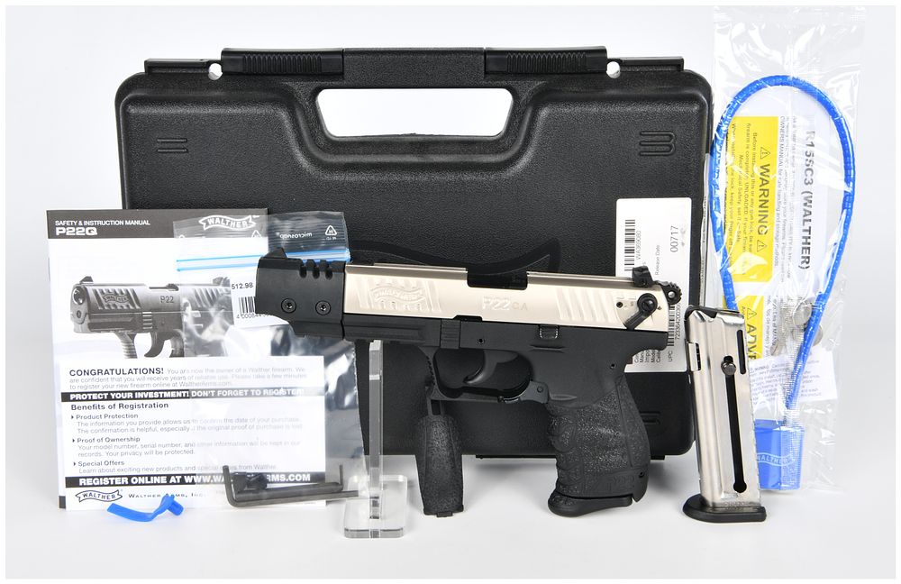 Lot 444: Walther P22 CA Target .22 LR Semi-Automatic Pistol, 5" Barrel, Two-Tone