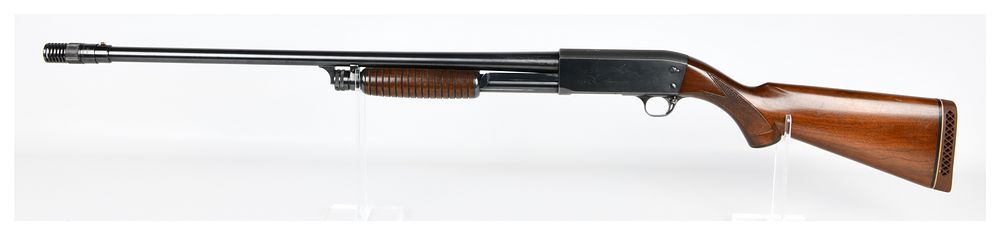 Lot 456: Ithaca Model 37 12 Gauge Pump Action Shotgun with Singleton Muzzle Device