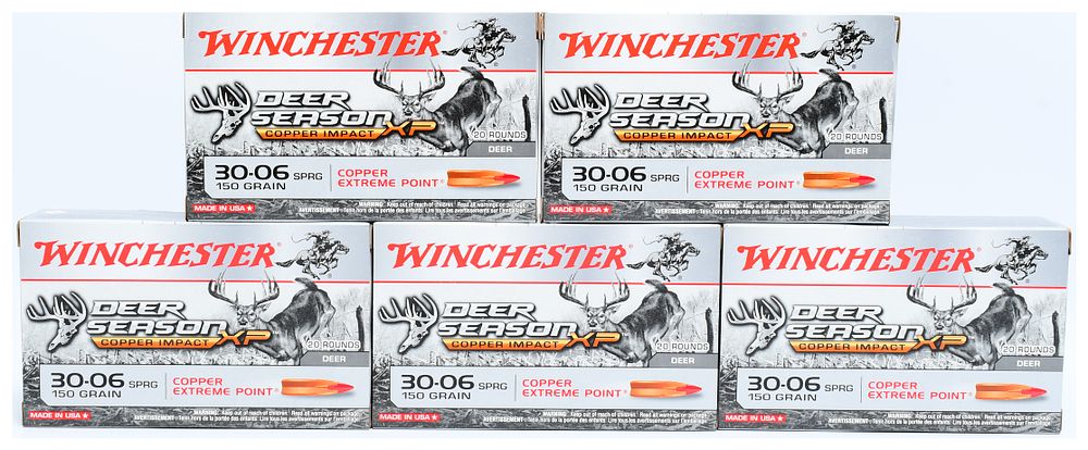 Lot 457: Winchester Deer Season XP Copper Impact 30-06 SPRG 150 Grain Ammunition, 100 Rounds