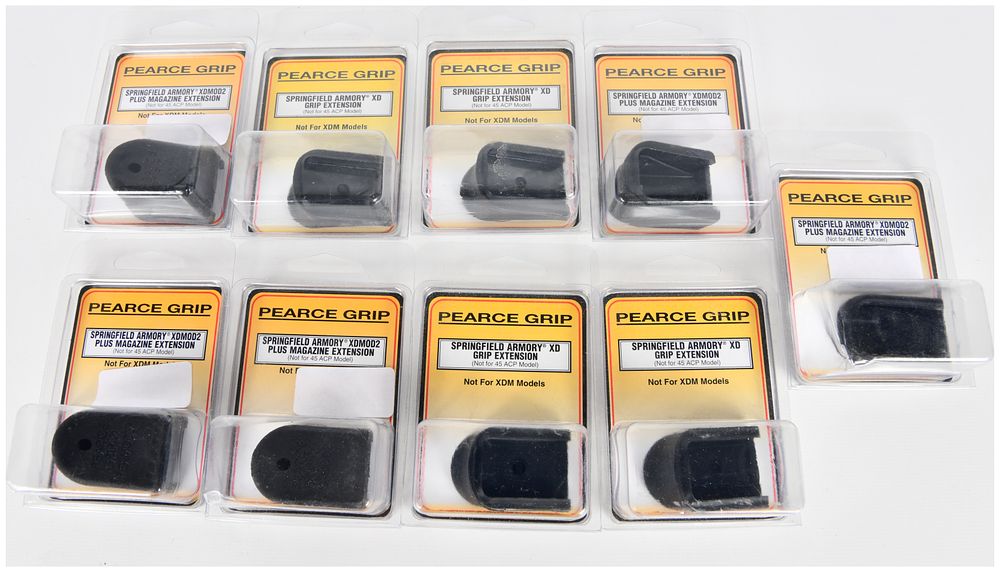 Lot 524: A Group of Eleven Pearce Grip Springfield Armory XD and XDMOD2 Series Extensions