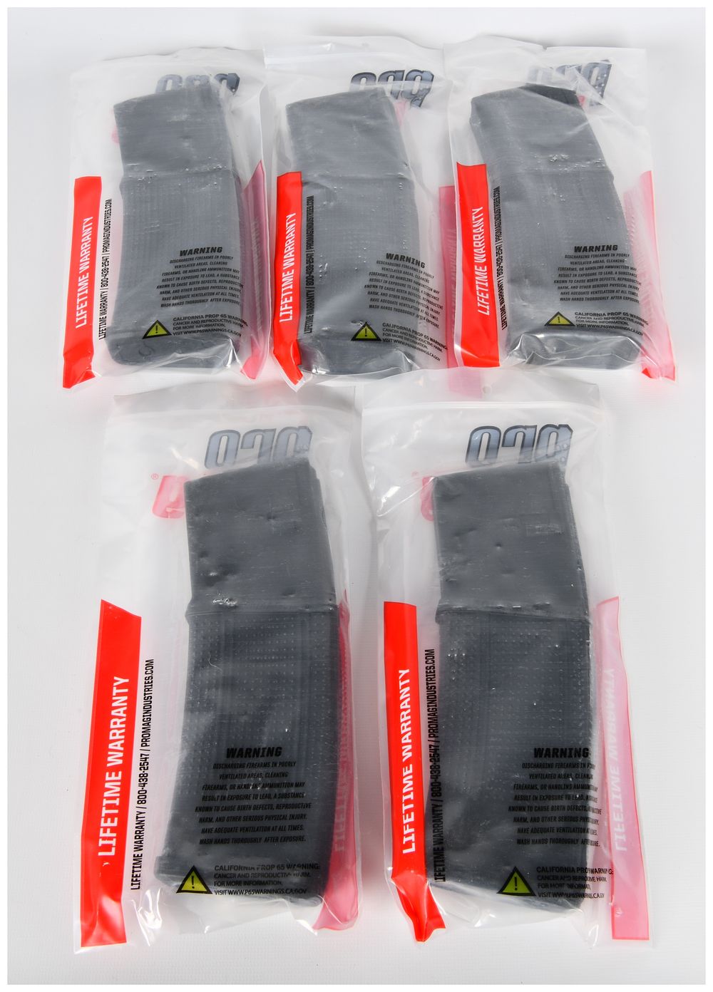 Lot 548: PROMAG AR-15 5.56 MM (30) RD Roller Follower Black Polymer Magazines, Lot of Five