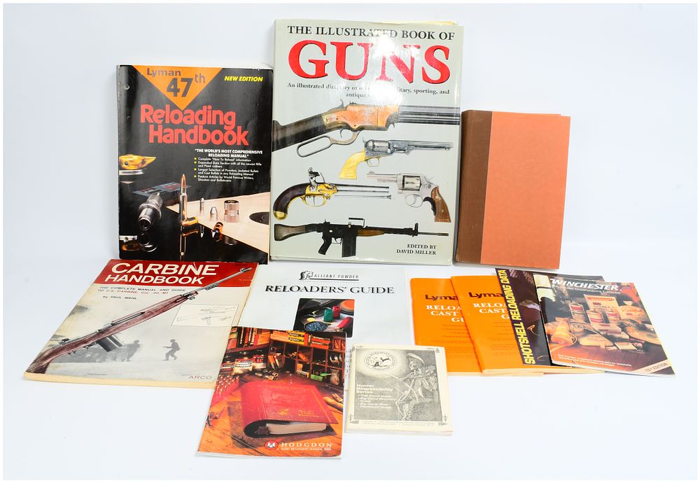 Lot 557: A Collection of Firearms and Reloading Manuals, including The Illustrated Book of Guns by David Miller