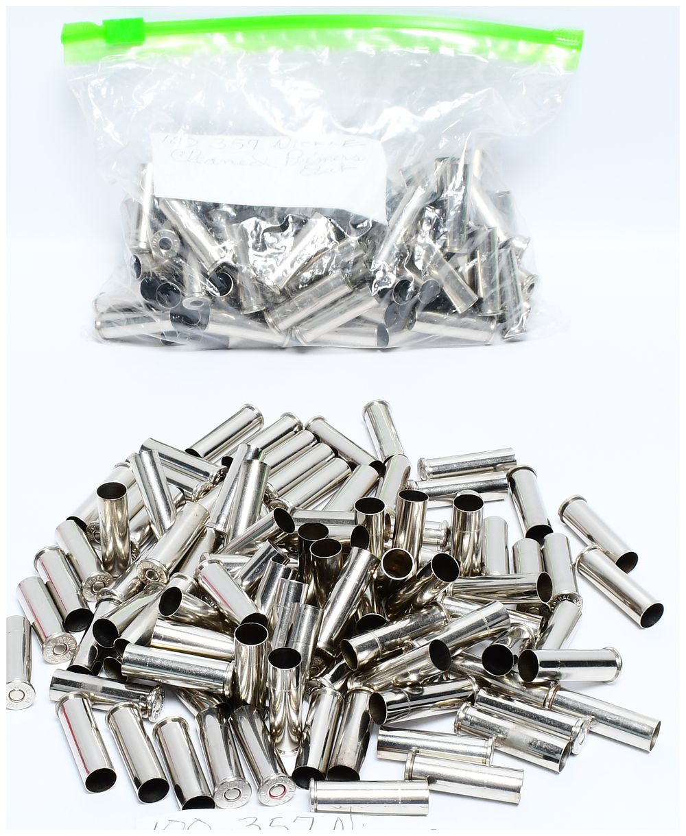 Lot 1063: 200 Count of Nickel Plated .357 Caliber Empty Casings for Reloading