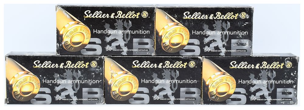 Lot 1102: Sellier & Bellot SB9C 9mm Luger 115 gr Jacketed Hollow Point (JHP) Handgun Ammunition, 250 Rounds