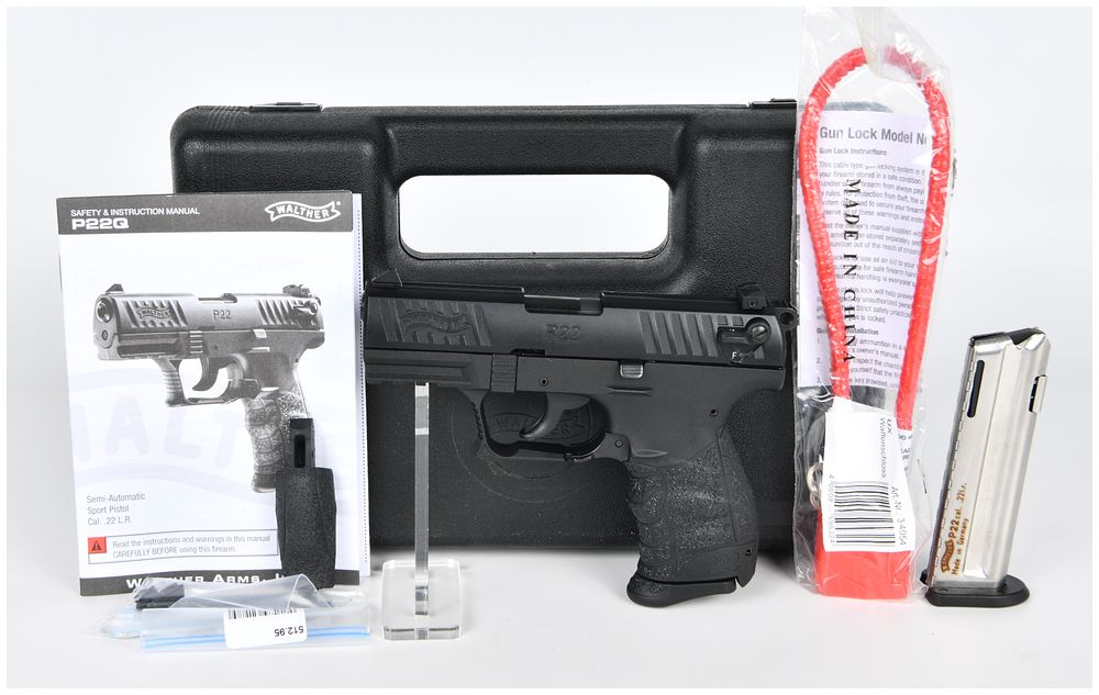 Lot 1119: Walther P22Q .22 LR Semi-Automatic Pistol with Case and Accessories