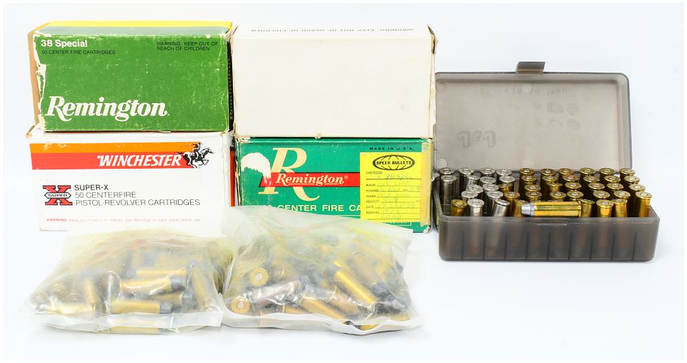 Lot 1120: 300+ ROUNDS, MIXED HEAD STAMPED AMMUNITION: A Collection of .38 Special Centerfire Ammunition, including Remington, Winchester, and Speer