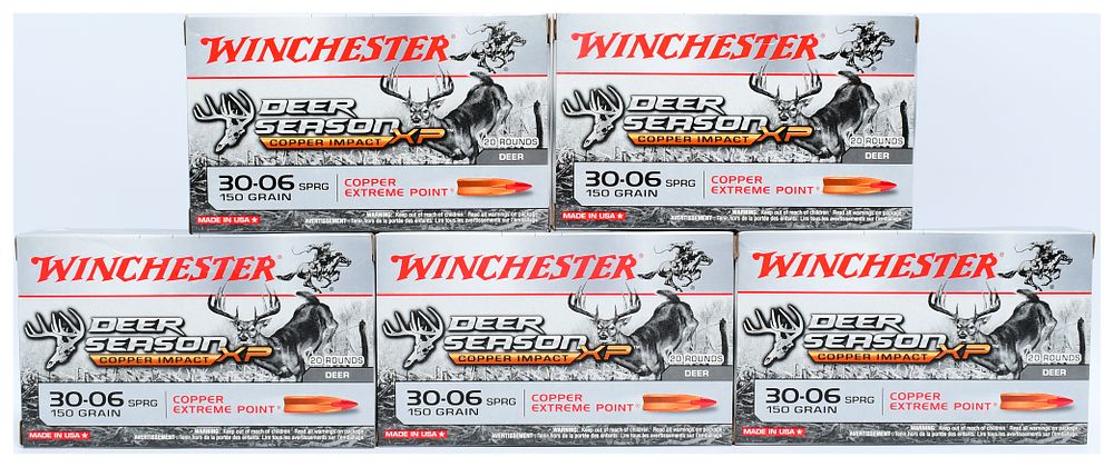 Lot 1123: Winchester Deer Season XP Copper Impact 30-06 SPRG 150 Grain Ammunition - 100 Rounds