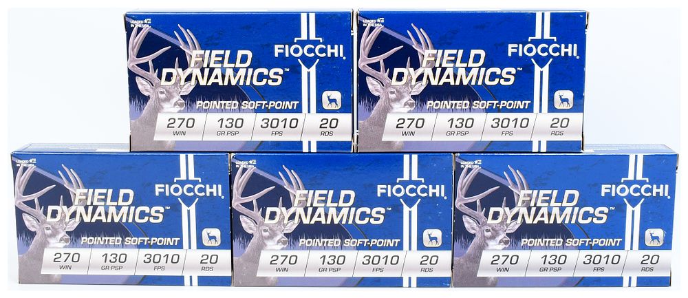 Lot 1126: Fiocchi Field Dynamics™ .270 Winchester 130 Grain PSP Ammunition, 100 Rounds