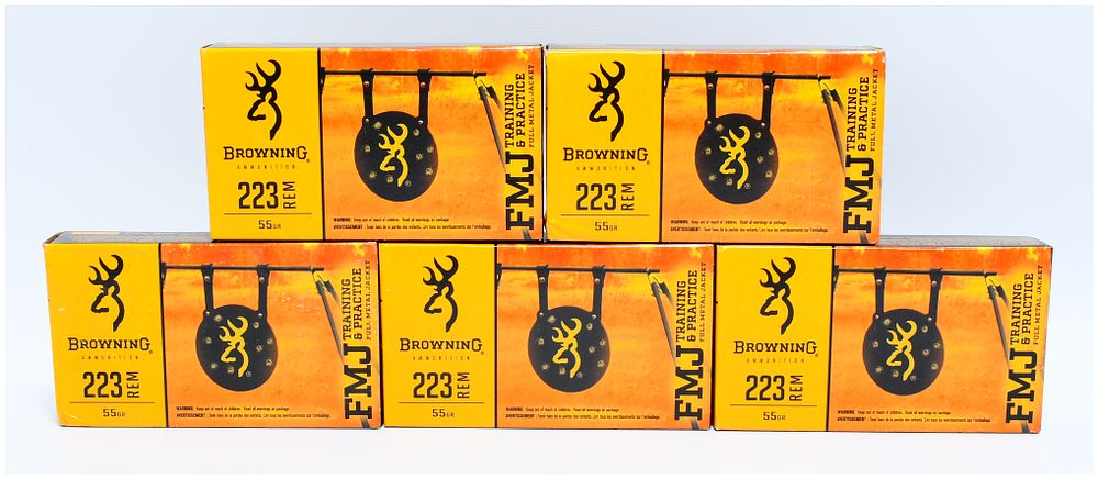 Lot 1141: Browning Target and Practice 223 Remington 55 Grain Full Metal Jacket Ammunition, 100 Rounds