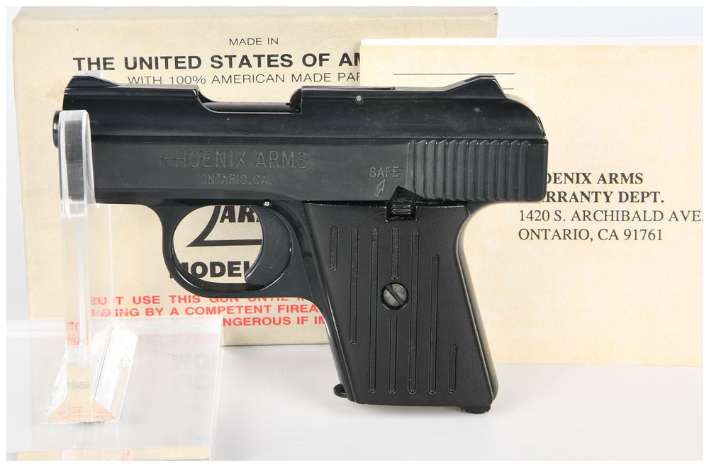 Lot 1143: Phoenix Arms Model Raven .25 AUTO Semi-Automatic Pistol with Box and Papers