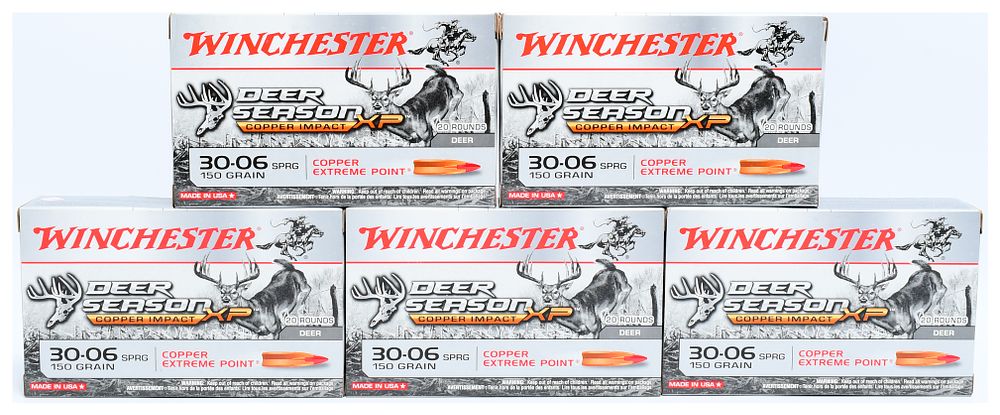 Lot 1156: Winchester Deer Season XP Copper Impact 30-06 SPRG 150 Grain Ammunition, 100 Rounds